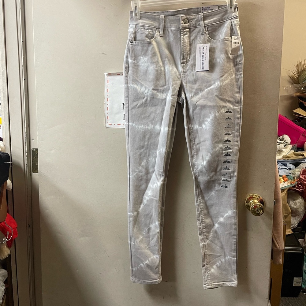 Old Navy Rockstar super skinny gray tie dye jeans